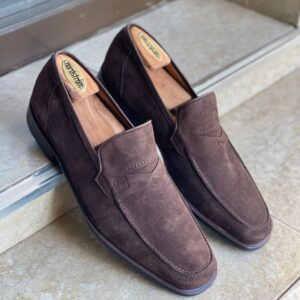 Elegant Brown Suede Penny Loafers (2) Elegant Brown Suede Penny Loafers