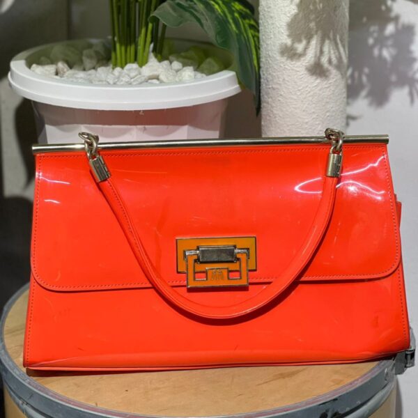 Orange Wetlook Ladies Shoulder Bag