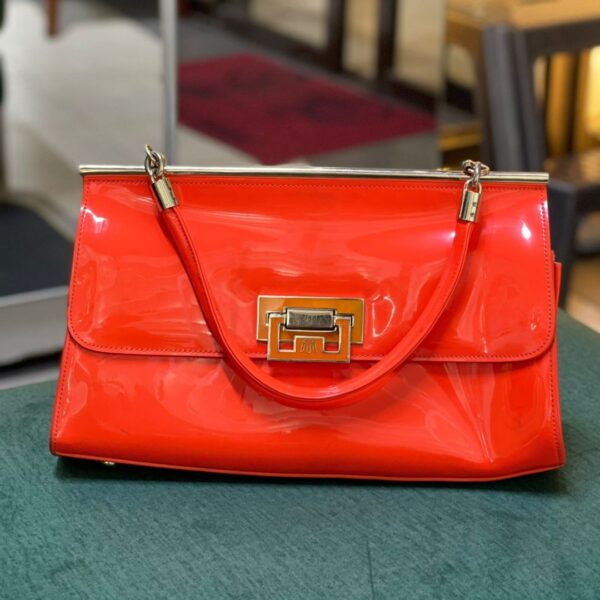 Orange Wetlook Ladies Shoulder Bag
