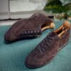 Corvani Chocolate Brown Suede Low Top Trainer