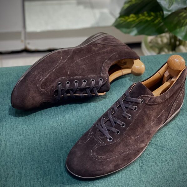 Corvani Chocolate Brown Suede Low Top Trainer