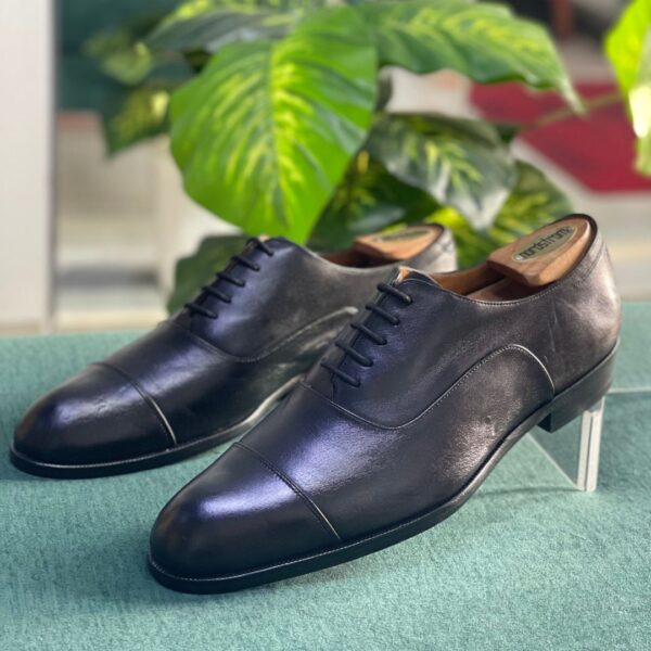 Thom Wills Black Oxford Toe cap Dress Shoes
