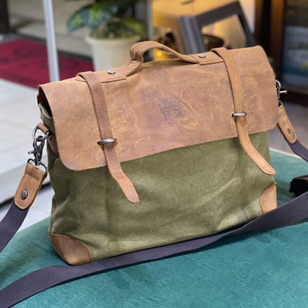 Leather Canvas Combo Messanger Bag