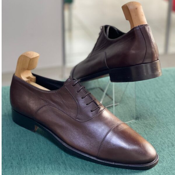 A.testoni Brown Oxford Captoe Shoes